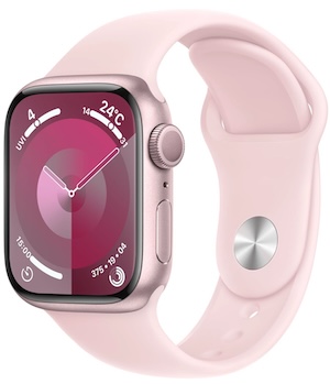 Apple Watch Series 9（GPSモデル）- 41mmピンクアルミニウムケースとライトピンクスポーツバンド - S/M